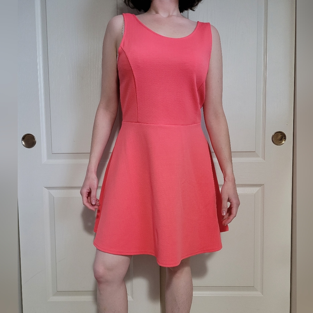 H&M Divided Tank Top Sleeveless Salmon Peach Skater Mini Dress
